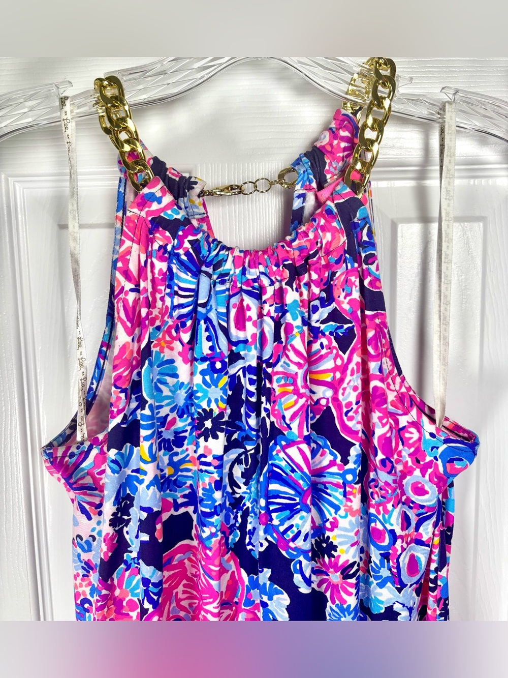 Lilly Pulitzer Bingham Midi Dress High Tide In Turtle Amazement Pink Blue Small - Picture 3 of 7